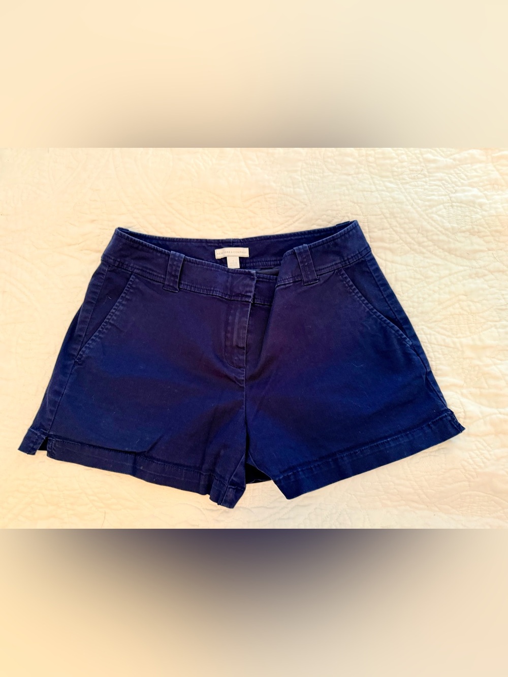 New York & Company Navy Cotton Blend Shorts